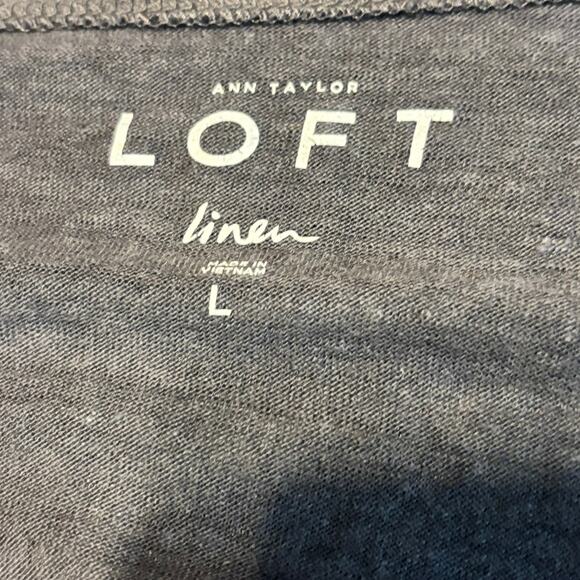 Ann Taylor LOFT Linen Cardigan Blue Open Front Pocket Sweater Womens L - Picture 3 of 6